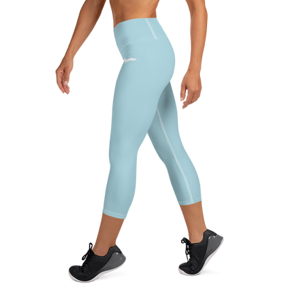 Michigan Upper Peninsula Yoga Capri Leggings (w/ UP Outline) | '58 Caddie Blue