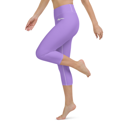 Michigan Upper Peninsula Yoga Capri Leggings (w/ UP Outline) | Lavender