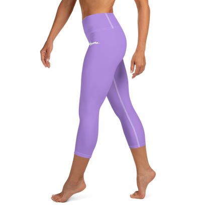 Michigan Upper Peninsula Yoga Capri Leggings (w/ UP Outline) | Lavender