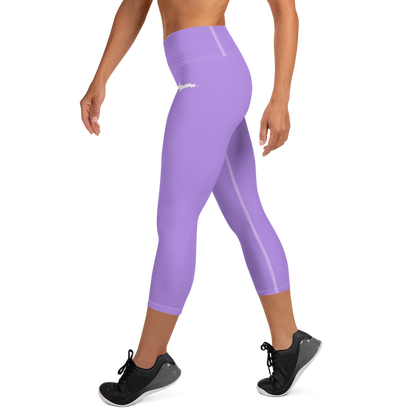 Michigan Upper Peninsula Yoga Capri Leggings (w/ UP Outline) | Lavender