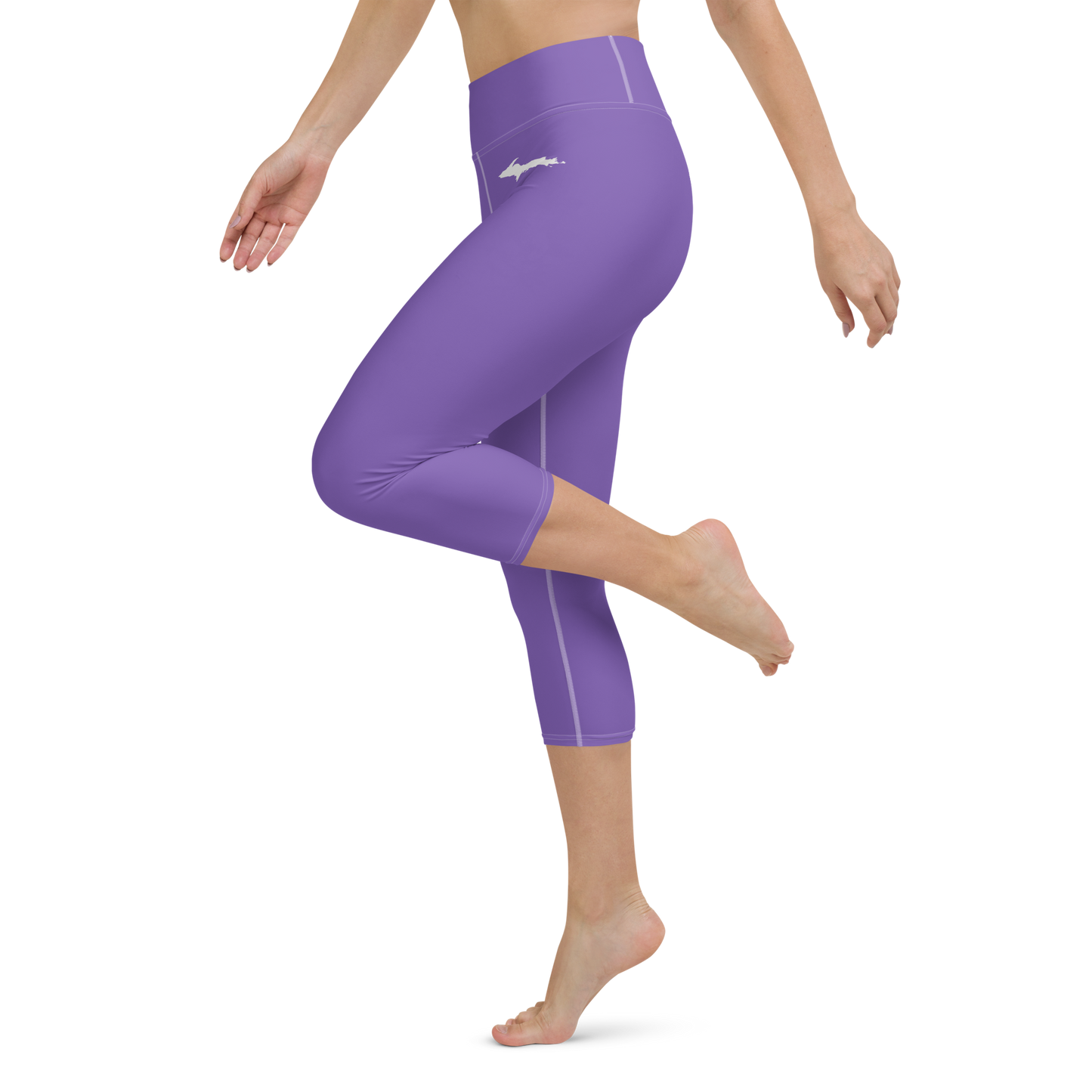 Michigan Upper Peninsula Yoga Capri Leggings (w/ UP Outline) | Lake Iris