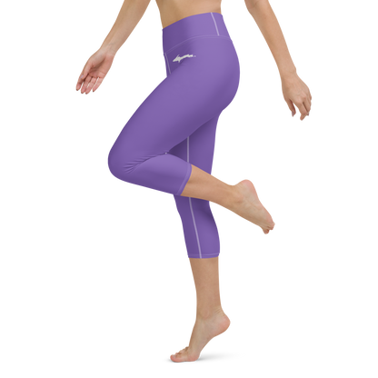 Michigan Upper Peninsula Yoga Capri Leggings (w/ UP Outline) | Lake Iris