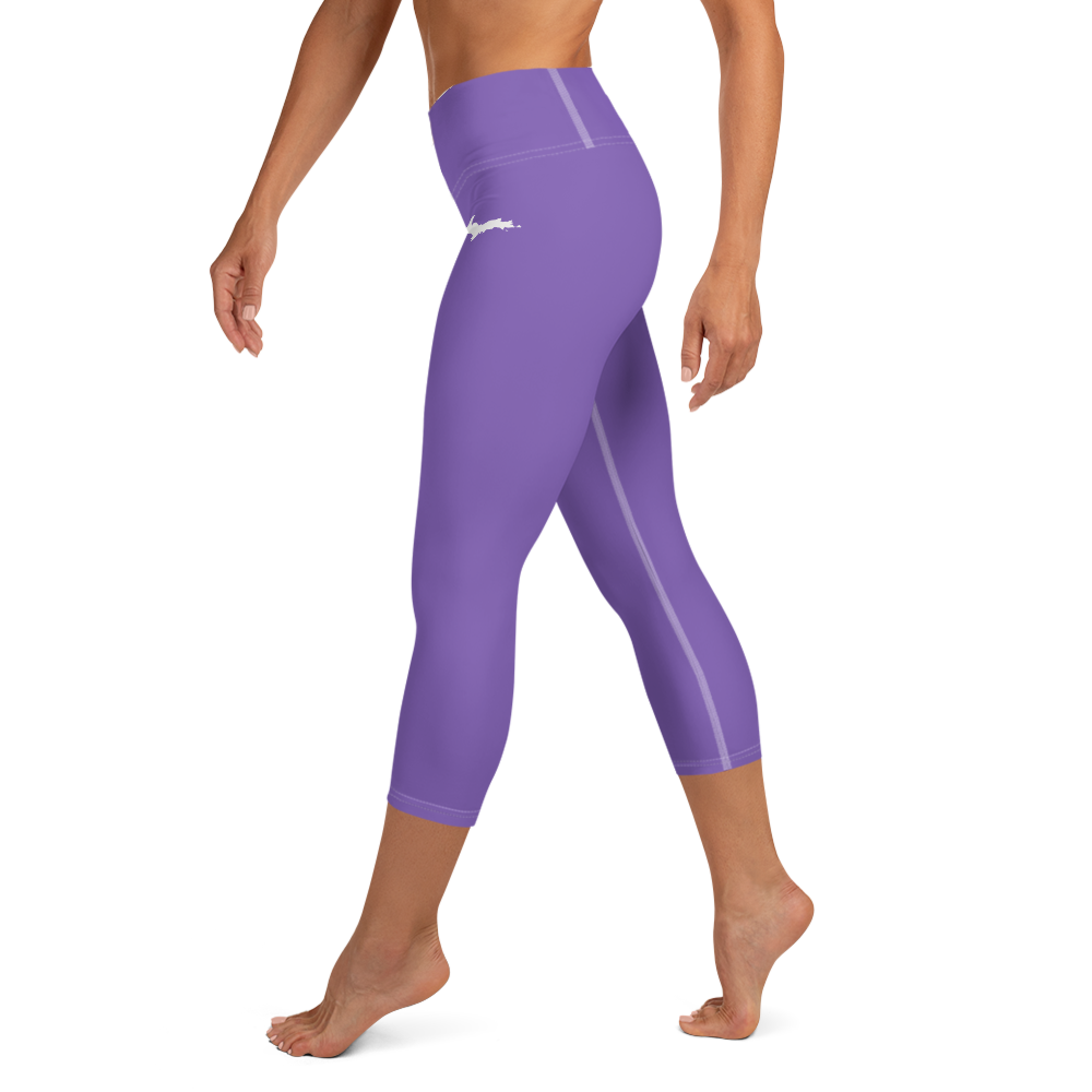 Michigan Upper Peninsula Yoga Capri Leggings (w/ UP Outline) | Lake Iris