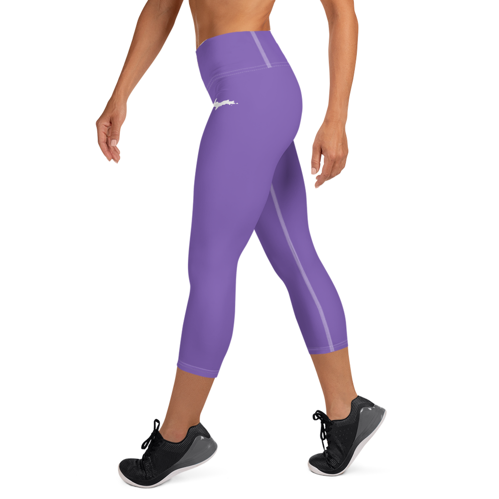 Michigan Upper Peninsula Yoga Capri Leggings (w/ UP Outline) | Lake Iris