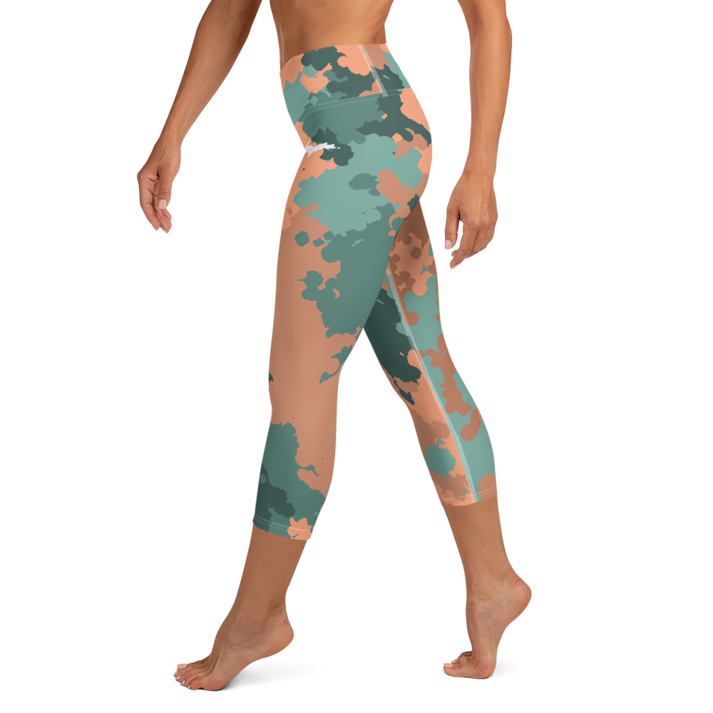 Michigan Upper Peninsula Yoga Capri Leggings (w/ UP Outline) | Copper Country Camo