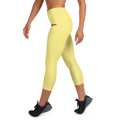 Michigan Upper Peninsula Yoga Capri Leggings (w/ UP Outline) | Cherry Yellow