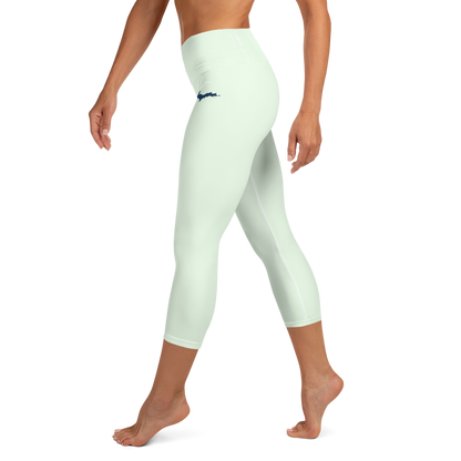 Michigan Upper Peninsula Yoga Capri Leggings (w/ UP Outline) | Dew Green