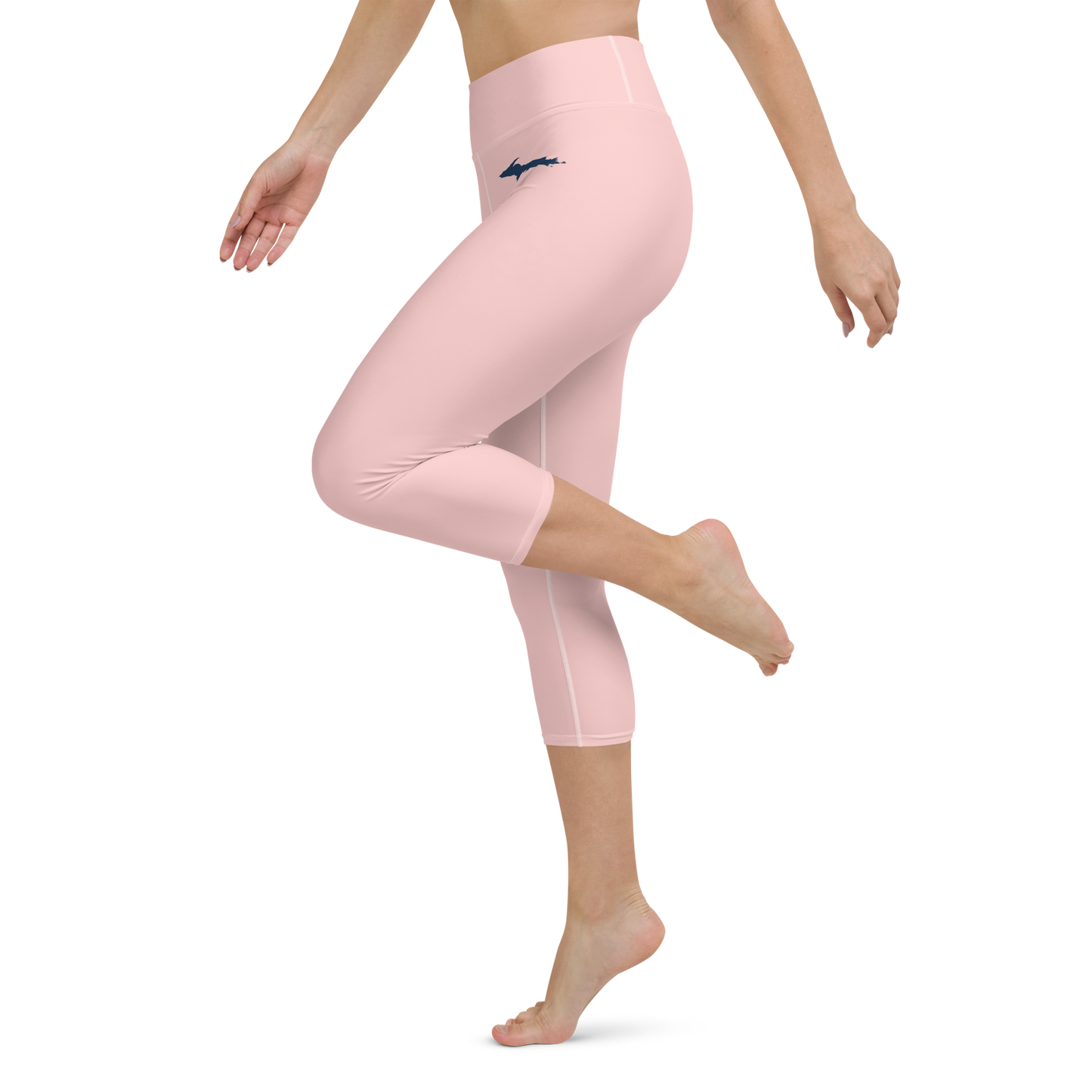 Michigan Upper Peninsula Yoga Capri Leggings (w/ UP Outline) | Cosmos Pink