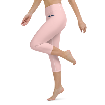 Michigan Upper Peninsula Yoga Capri Leggings (w/ UP Outline) | Cosmos Pink