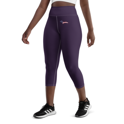 Michigan Upper Peninsula Yoga Capri Leggings (w/ UP USA Flag) | Blackcurrant