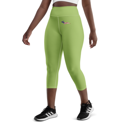 Michigan Upper Peninsula Yoga Capri Leggings (w/ UP USA Flag) | Gooseberry Green