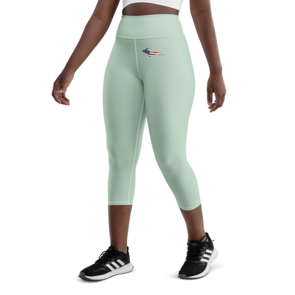 Michigan Upper Peninsula Yoga Capri Leggings (w/ UP USA Flag) | Sea Green