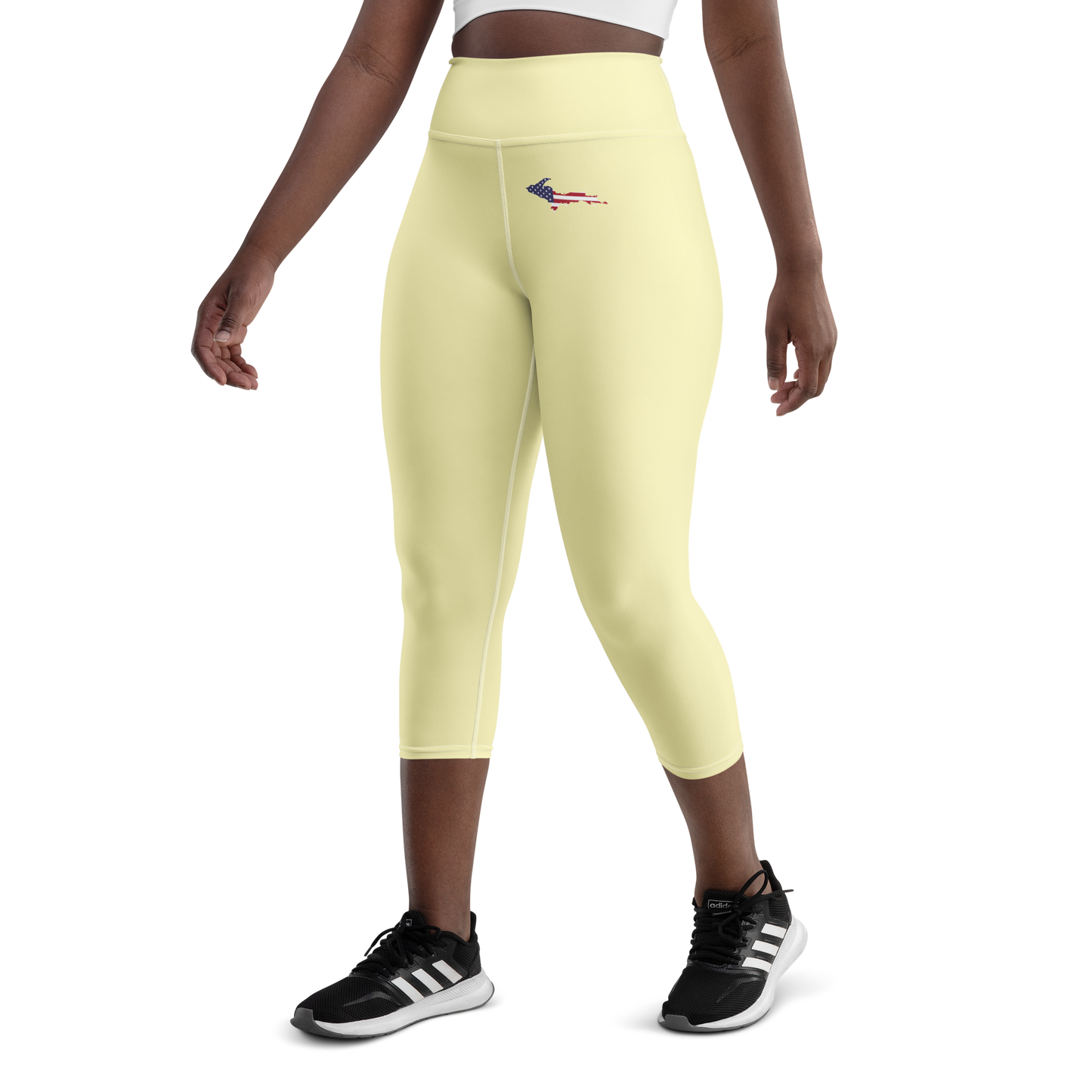 Michigan Upper Peninsula Yoga Leggings (w/ UP USA Flag) | Canary Yellow