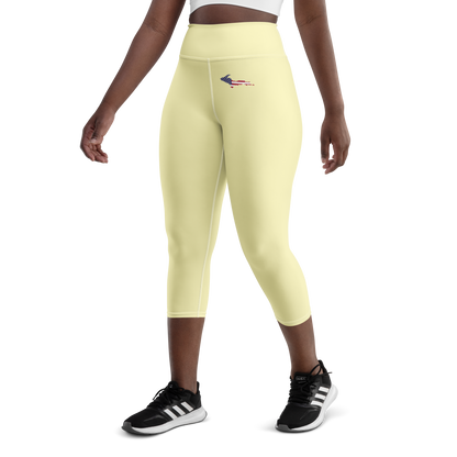 Michigan Upper Peninsula Yoga Leggings (w/ UP USA Flag) | Canary Yellow