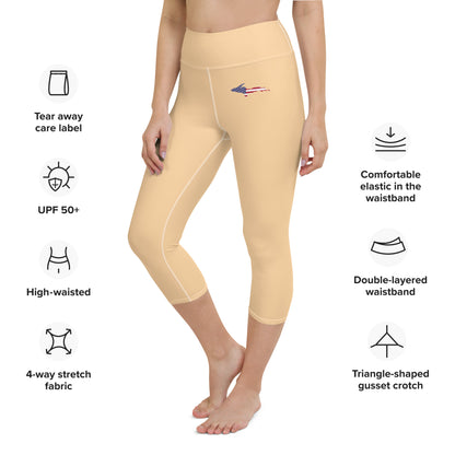 Michigan Upper Peninsula Yoga Leggings (w/ UP USA Flag) | Pale Apricot