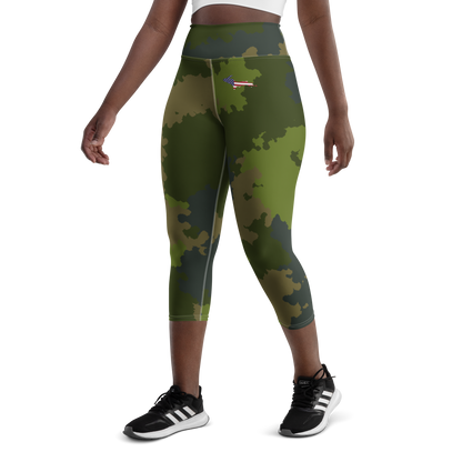 Michigan Upper Peninsula Yoga Leggings (w/ UP USA Flag) | Woodland Camo