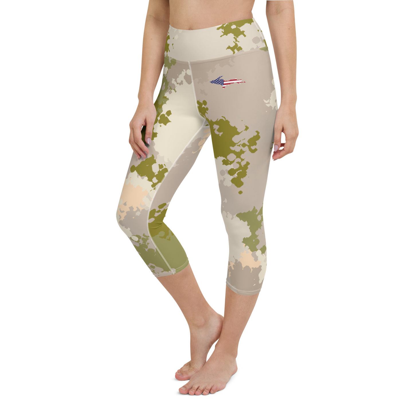 Michigan Upper Peninsula Yoga Leggings (w/ UP USA Flag) | Rosy Mound Camo