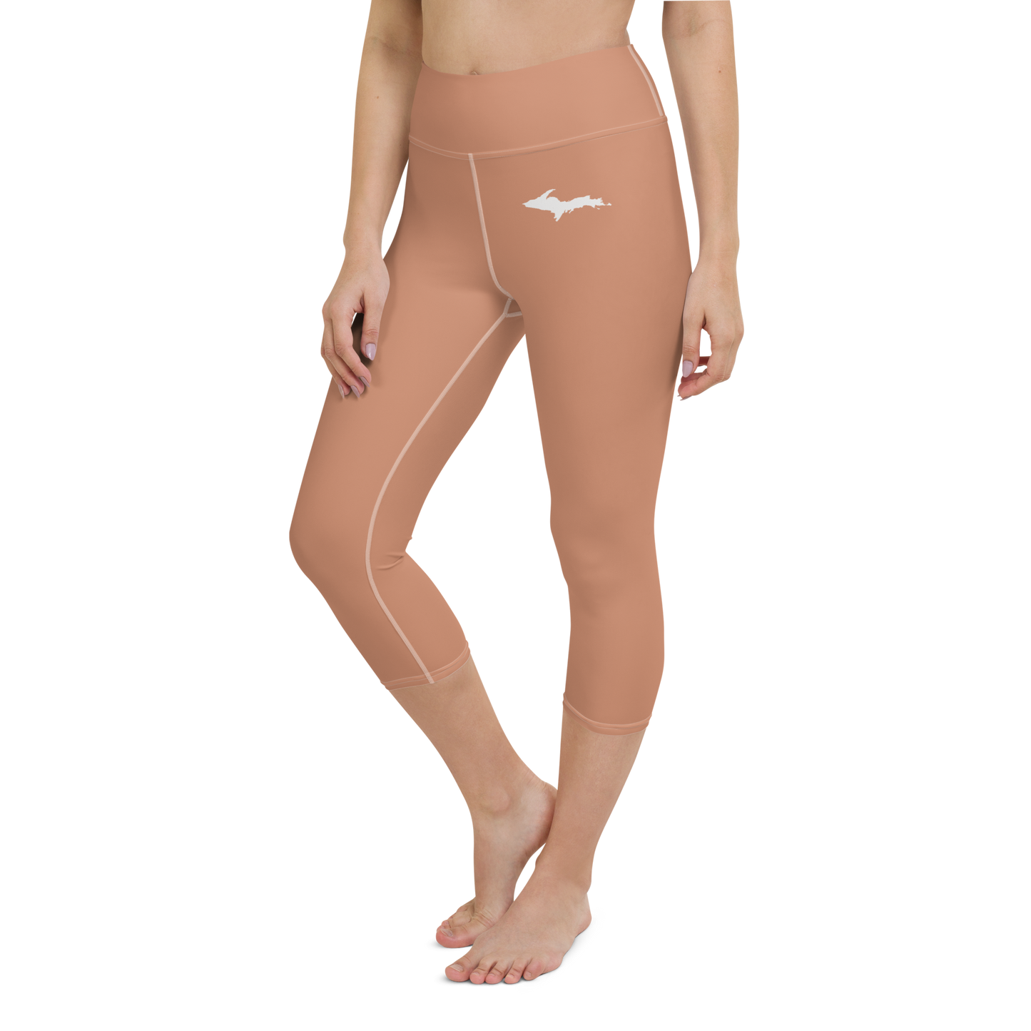 Michigan Upper Peninsula Yoga Capri Leggings (w/ UP Outline) | Copper Color