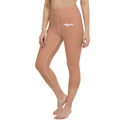 Michigan Upper Peninsula Yoga Capri Leggings (w/ UP Outline) | Copper Color