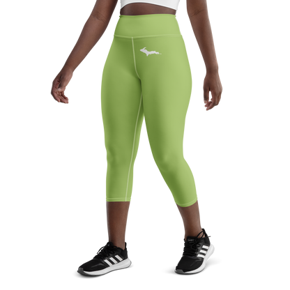 Michigan Upper Peninsula Yoga Capri Leggings (w/ UP Outline) | Gooseberry Green