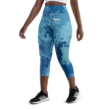 Michigan Upper Peninsula Yoga Capri Leggings (w/ UP Outline) | Great Lakes Camo