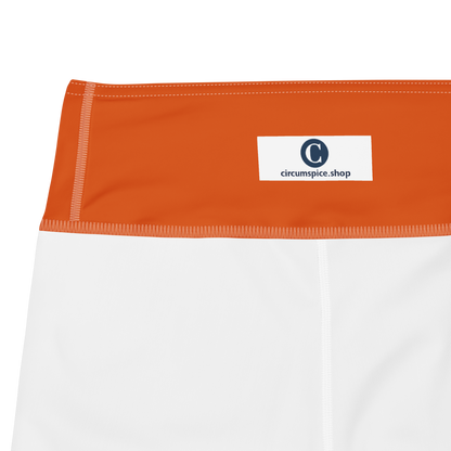 Michigan Upper Peninsula Yoga Capri Leggings (w/ UP USA Flag) | Maple Leaf Orange