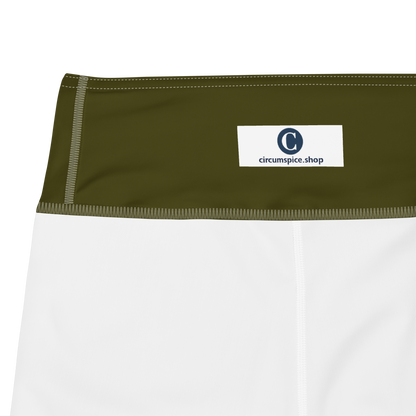 Michigan Upper Peninsula Yoga Capri Leggings (w/ UP USA Flag) | Military Green