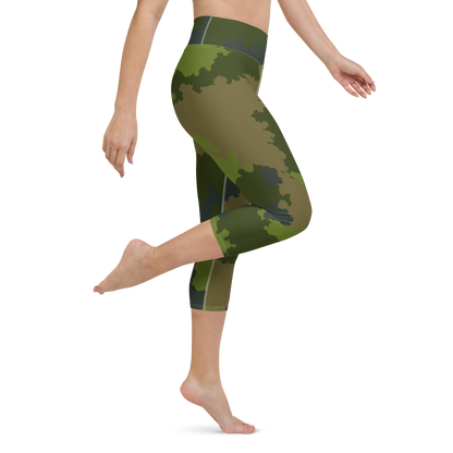 Michigan Upper Peninsula Yoga Leggings (w/ UP USA Flag) | Woodland Camo