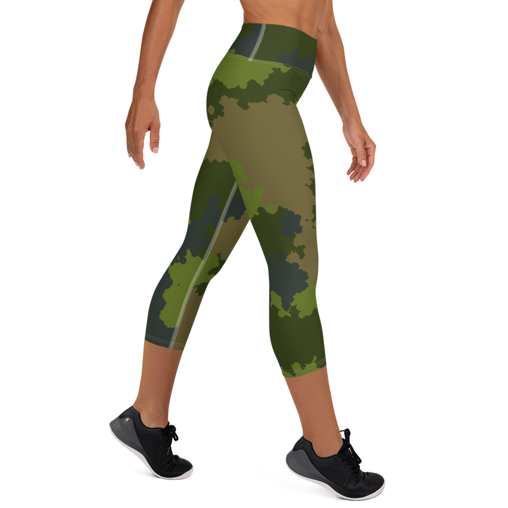 Michigan Upper Peninsula Yoga Leggings (w/ UP USA Flag) | Woodland Camo