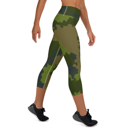 Michigan Upper Peninsula Yoga Leggings (w/ UP USA Flag) | Woodland Camo