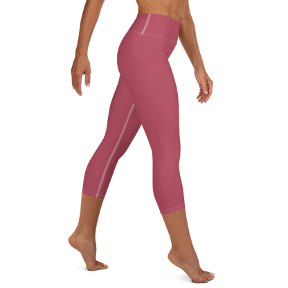 Michigan Upper Peninsula Yoga Capri Leggings (w/ UP Outline) | Popstar Pink