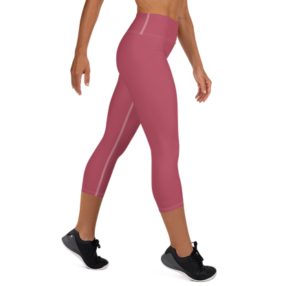 Michigan Upper Peninsula Yoga Capri Leggings (w/ UP Outline) | Popstar Pink