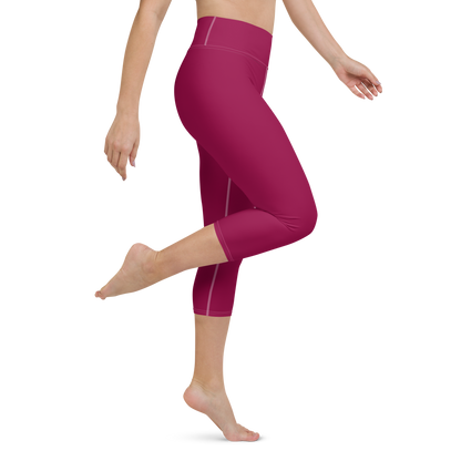 Michigan Upper Peninsula Yoga Capri Leggings (w/ UP Outline) | Burgandy