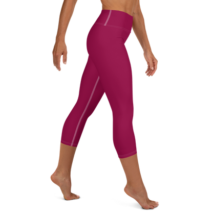 Michigan Upper Peninsula Yoga Capri Leggings (w/ UP Outline) | Burgandy