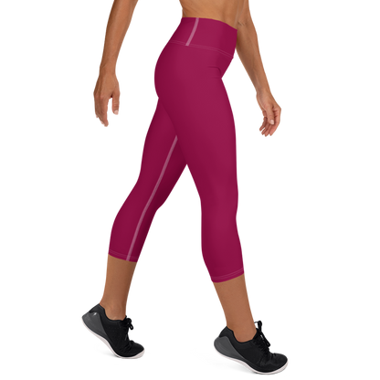 Michigan Upper Peninsula Yoga Capri Leggings (w/ UP Outline) | Burgandy