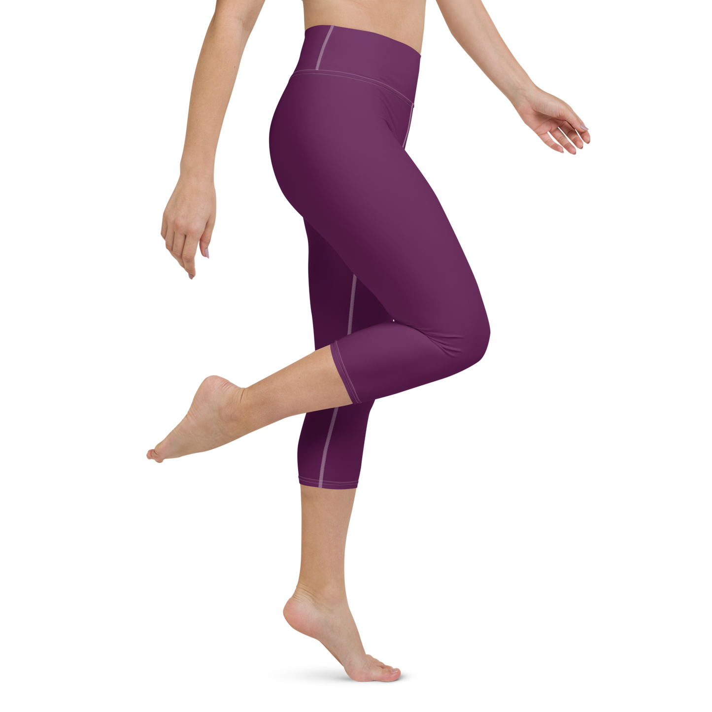 Michigan Upper Peninsula Yoga Capri Leggings (w/ UP Outline) | Tyrian Purple