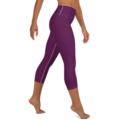 Michigan Upper Peninsula Yoga Capri Leggings (w/ UP Outline) | Tyrian Purple