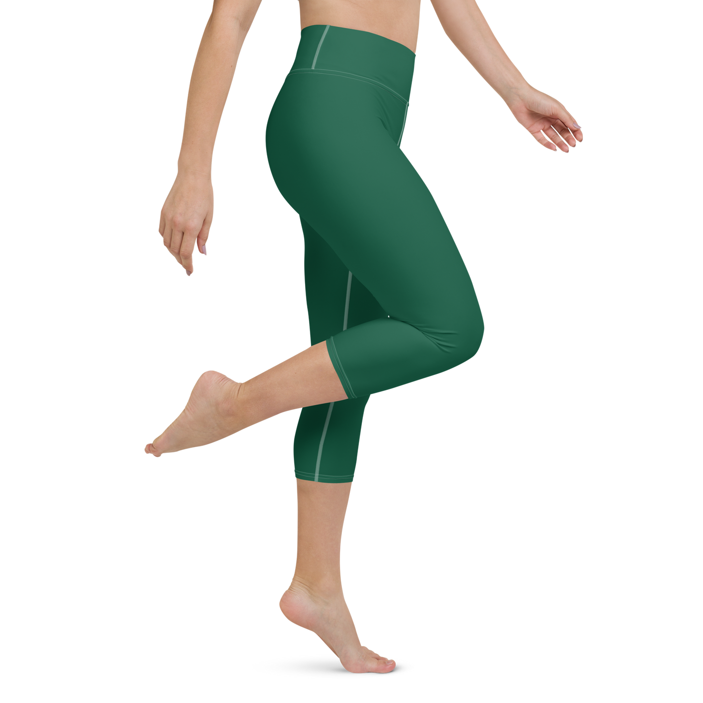 Michigan Upper Peninsula Yoga Capri Leggings (w/ UP Outline) | Superior Green