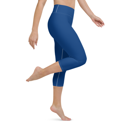 Michigan Upper Peninsula Yoga Capri Leggings (w/ UP Outline) | Dearborn Blue