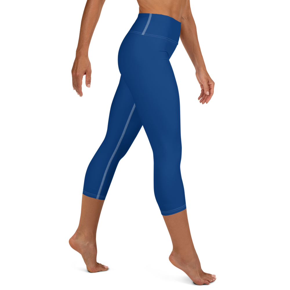 Michigan Upper Peninsula Yoga Capri Leggings (w/ UP Outline) | Dearborn Blue