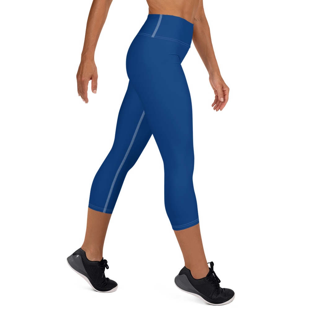 Michigan Upper Peninsula Yoga Capri Leggings (w/ UP Outline) | Dearborn Blue