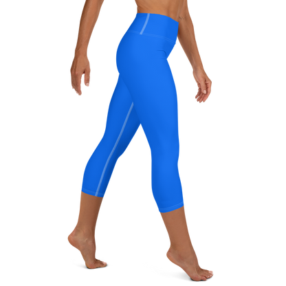 Michigan Upper Peninsula Yoga Capri Leggings (w/ UP Outline) | Motor Town Blue