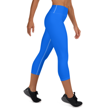 Michigan Upper Peninsula Yoga Capri Leggings (w/ UP Outline) | Motor Town Blue