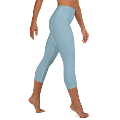 Michigan Upper Peninsula Yoga Capri Leggings (w/ UP Outline) | Opal Blue