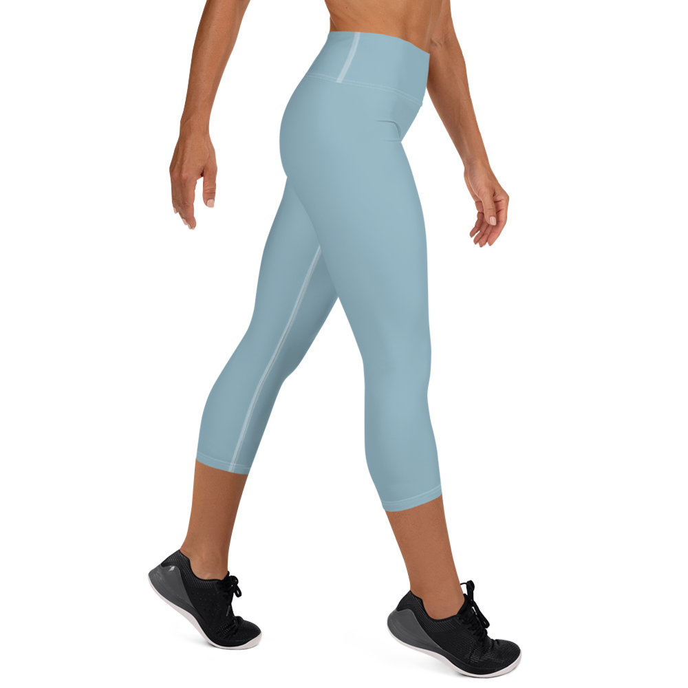 Michigan Upper Peninsula Yoga Capri Leggings (w/ UP Outline) | Opal Blue