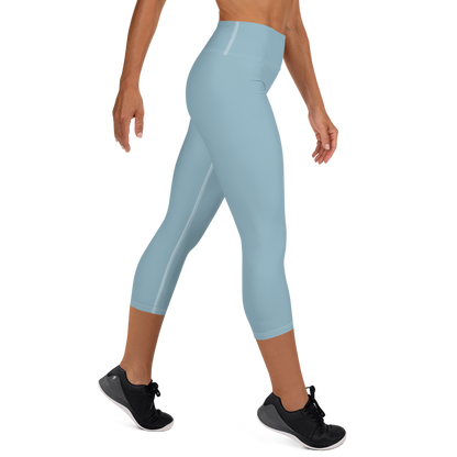 Michigan Upper Peninsula Yoga Capri Leggings (w/ UP Outline) | Opal Blue