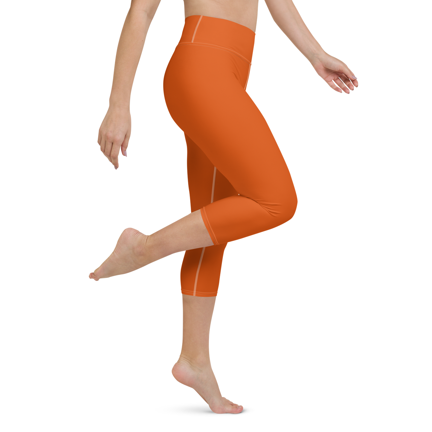 Michigan Upper Peninsula Yoga Capri Leggings (w/ UP Outline) | Maple Leaf Orange