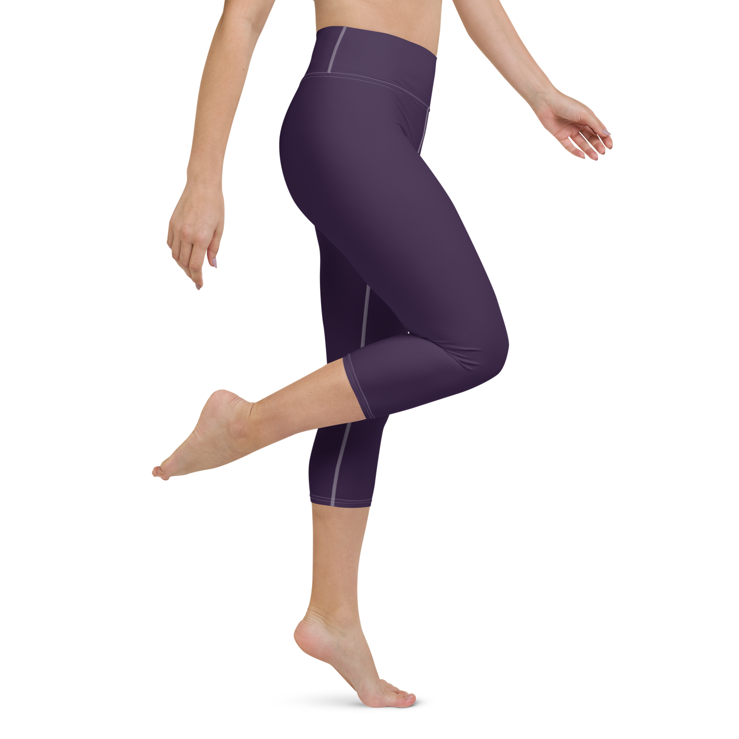 Michigan Upper Peninsula Yoga Capri Leggings (w/ UP Outline) | Blackcurrant