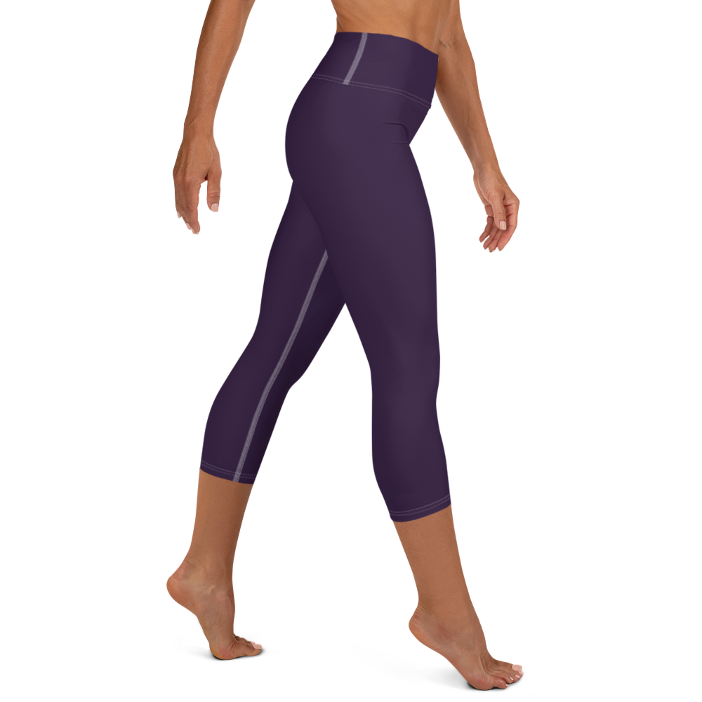 Michigan Upper Peninsula Yoga Capri Leggings (w/ UP Outline) | Blackcurrant