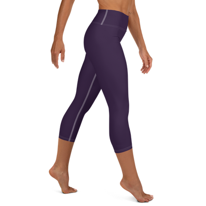 Michigan Upper Peninsula Yoga Capri Leggings (w/ UP Outline) | Blackcurrant